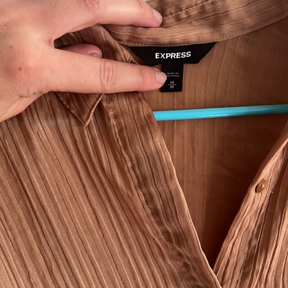 Express camel color, long sleeve button down blouse. Size medium. - Picture 4 of 6